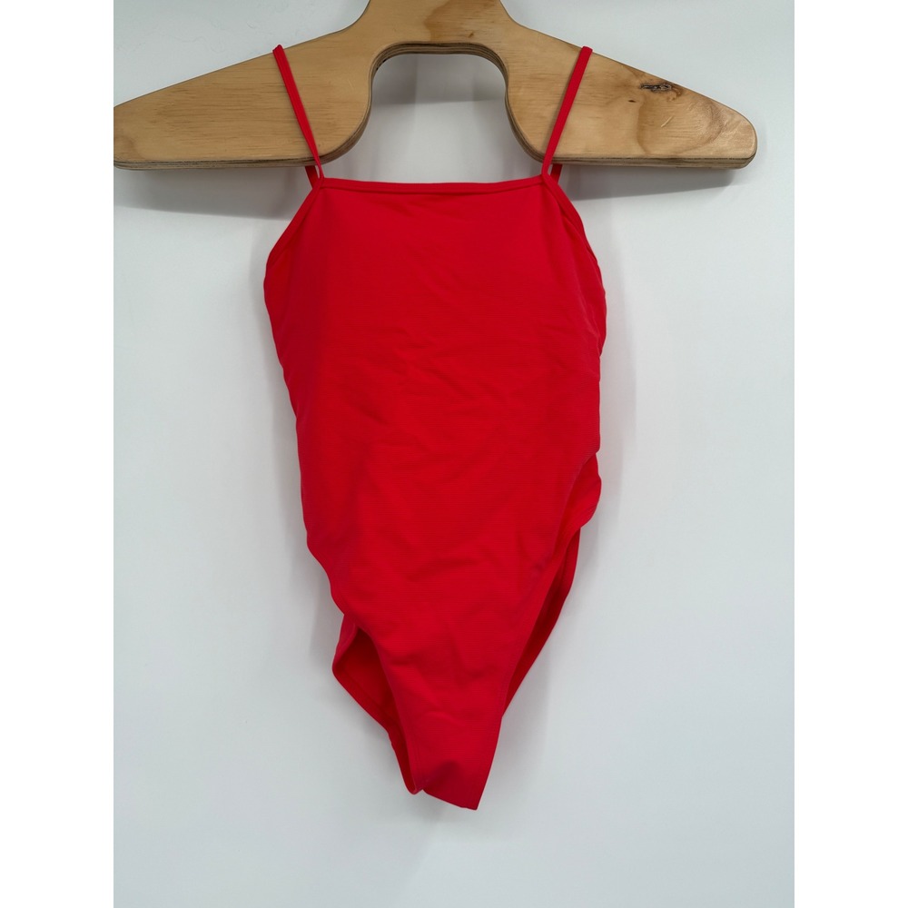 Nwt WILO THE LABEL One Piece Strappy Swim Bathing Suit Sz S Red Ribbed $88